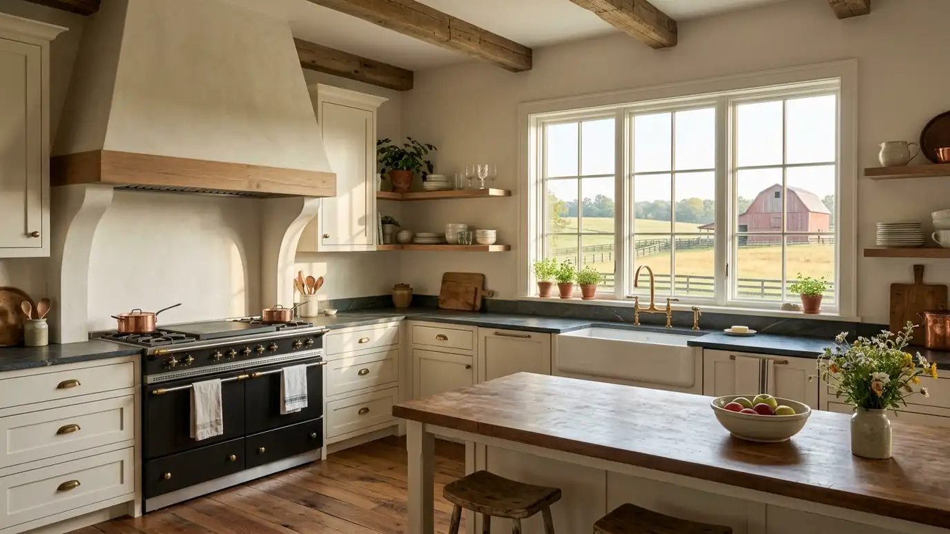 A kitchen in a Arrington, Tennessee home with a stainless refrigerator and range