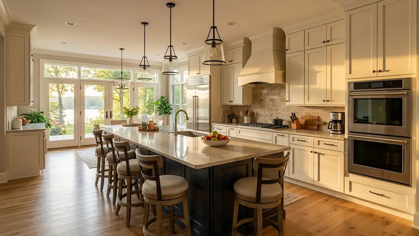 A kitchen in a Mt. Juliet, Tennessee home with a stainless refrigerator and range
