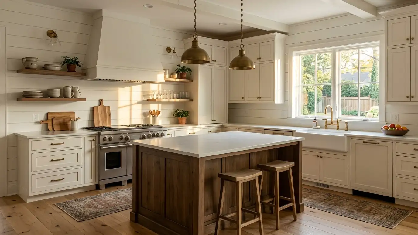 A kitchen in a Nolensville, Tennessee home with a stainless refrigerator and range