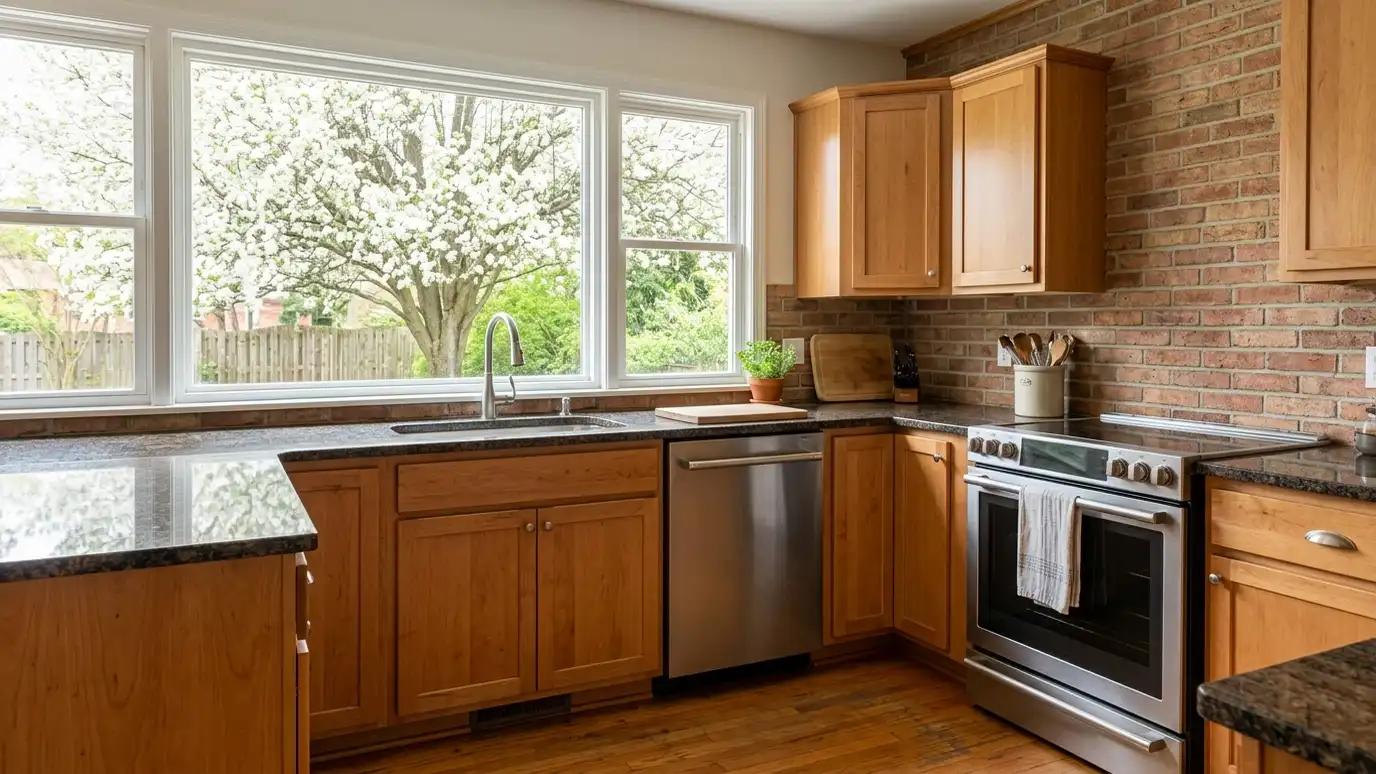 A kitchen in a Smyrna, Tennessee home with a stainless refrigerator and range